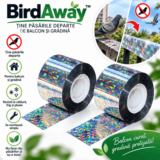 BirdAway™ – Bandă Reflectorizantă Anti-Păsări 1+1 Gratis