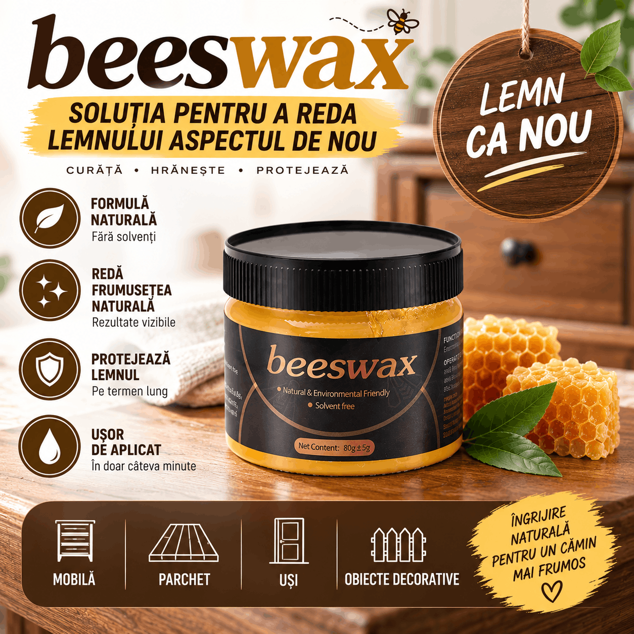 WoodLux - Ceară pentru Restaurarea Lemnului
